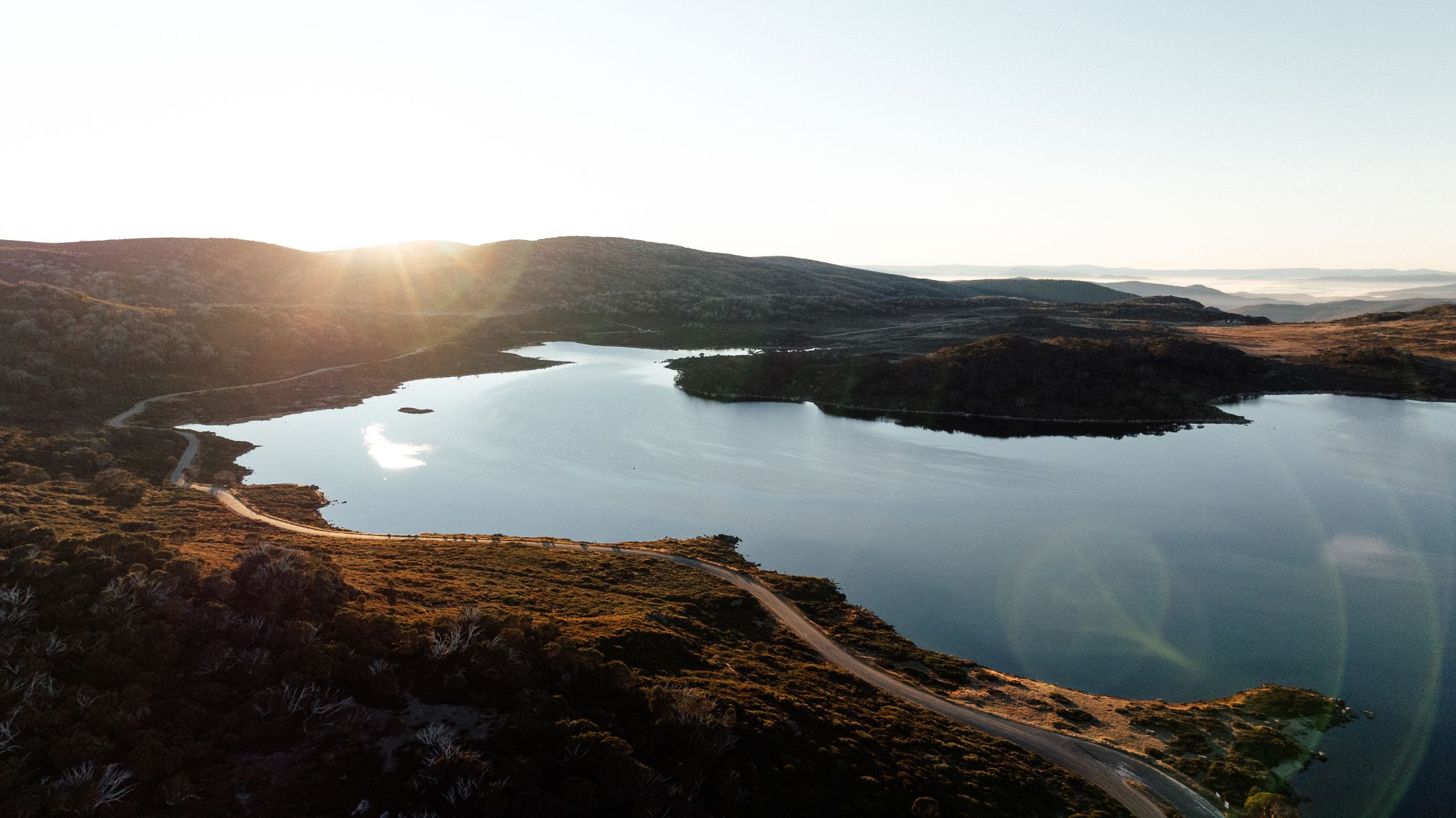 Drone shot of Falls Creek Rocky Valley Lake 