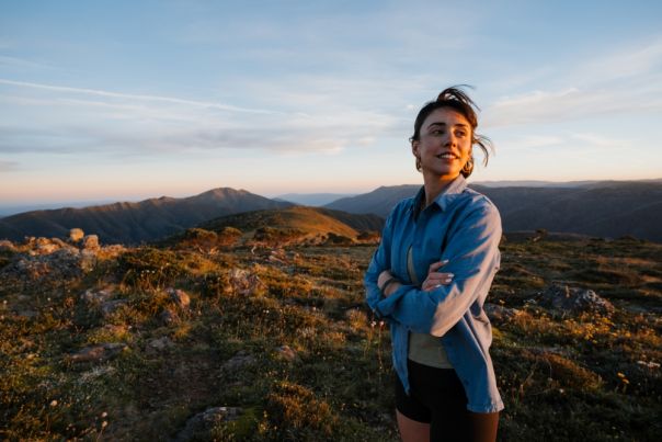 lone hiker on Mt Hotham