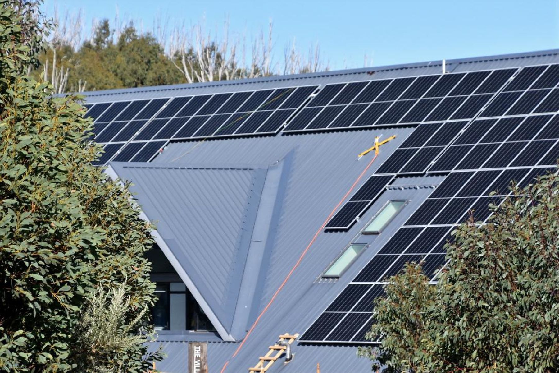 Solar panels on building at Lake Mountain