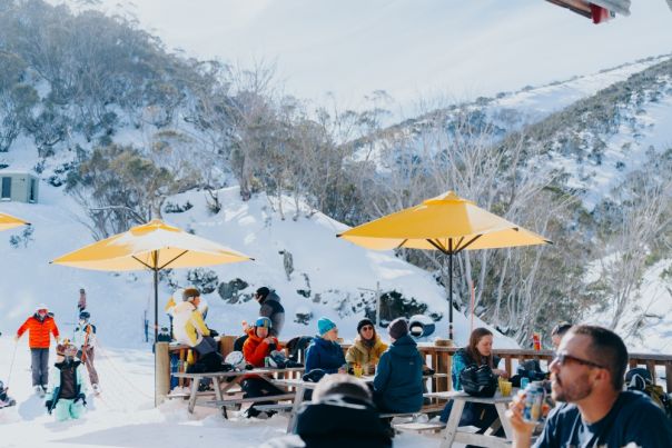 Mt Hotham winter guests socialising
